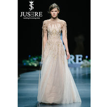 Load image into Gallery viewer, Hight Collar Cap Sleeve Long Evening Dress Formal Party Gowns Vestido de festa longo Robe De Soiree