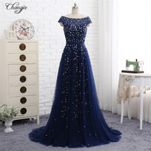 Load image into Gallery viewer, Scoop Cap Sleeve A-Line Court Train Beading Tulle China Bridal Gowns Vestido longo
