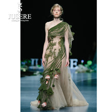 Load image into Gallery viewer, Green Long Prom Dress Embroidery Lace One Shoulder Prom Dresses Dress Robe De Soiree Formal Gowns
